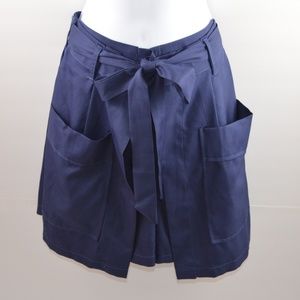 Navy Tie Waist Wrap Front Shorts